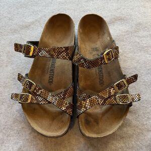 Birkenstock Women’s 40 9 Franca Python Brown Sandals